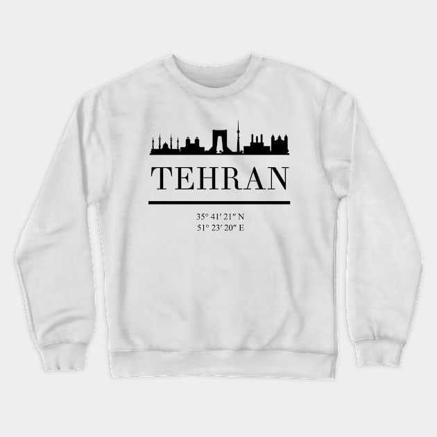 TEHRAN IRAN BLACK SILHOUETTE SKYLINE ART Crewneck Sweatshirt by deificusArt